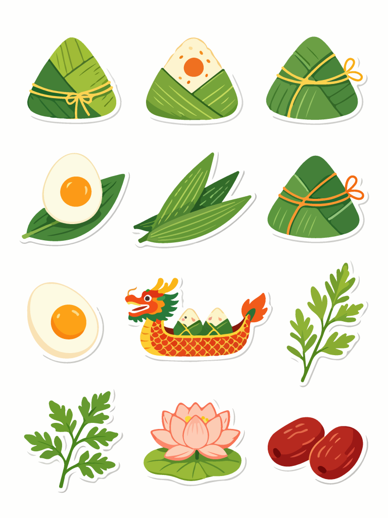端午节主题贴纸插画