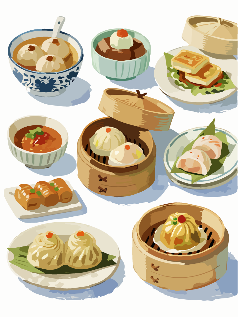 广式早茶卡通插画