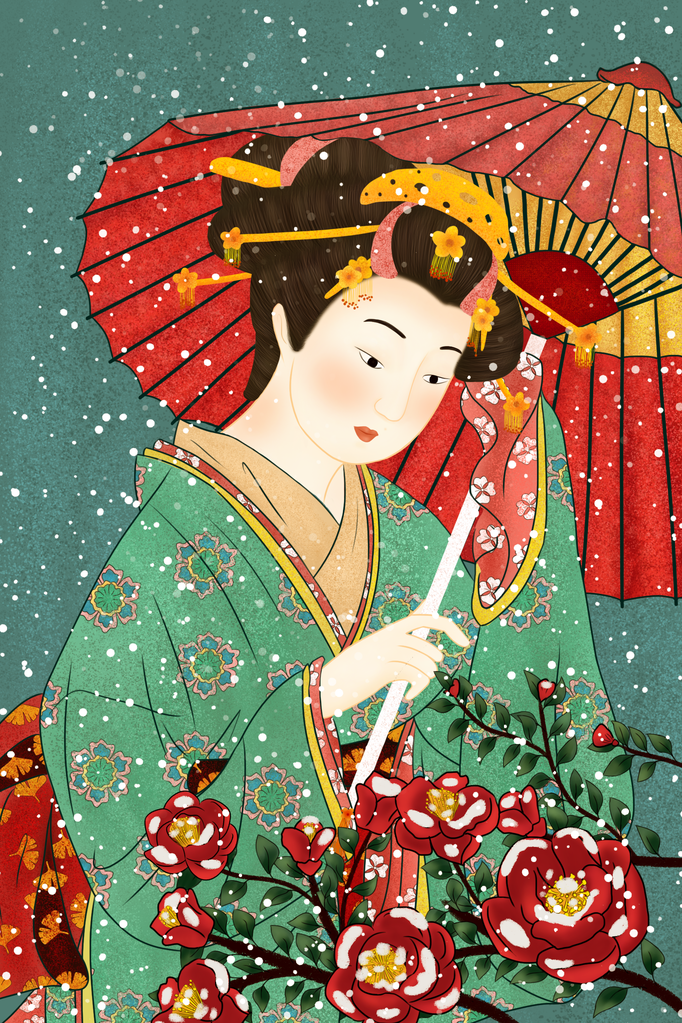 日式美女插画素材