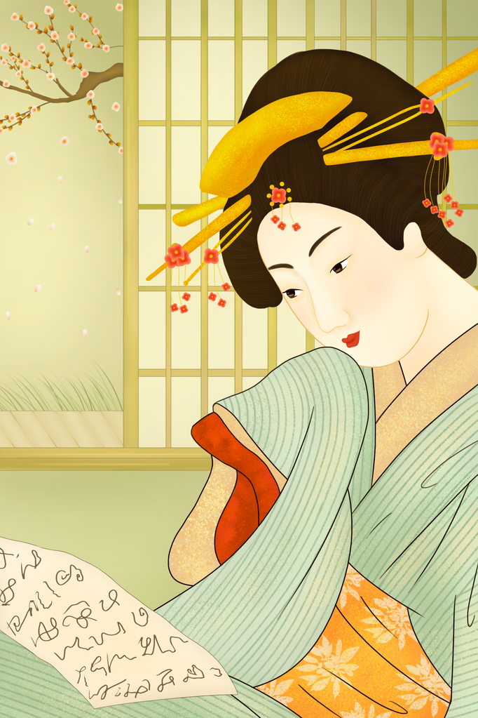 日式美女插画素材