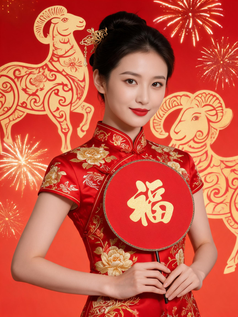 2027羊年新年春节祝福人物摄影图