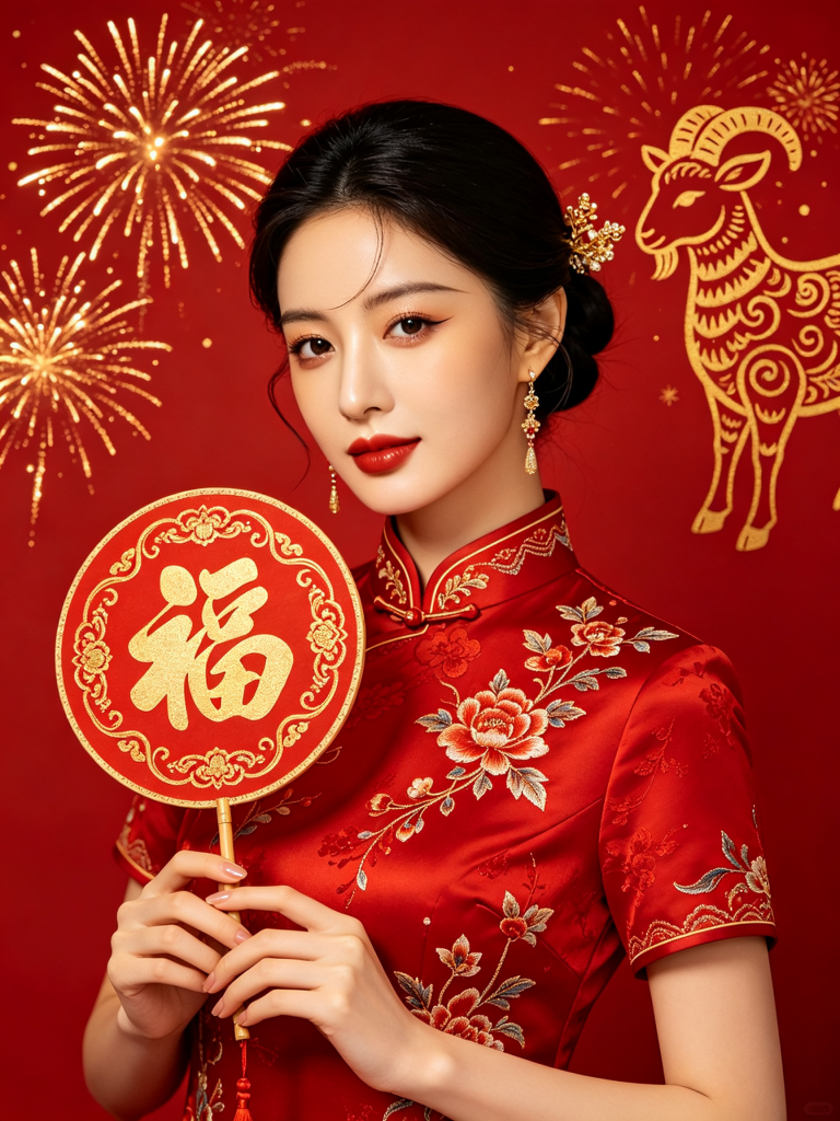 2027羊年新年春节祝福人物摄影图