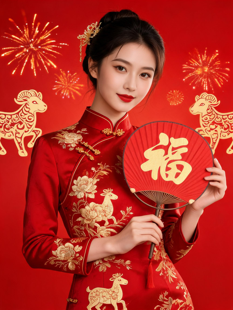 2027羊年新年春节祝福人物摄影图