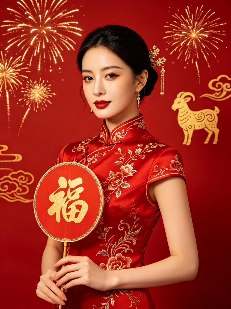 2027羊年新年春节祝福人物摄影图