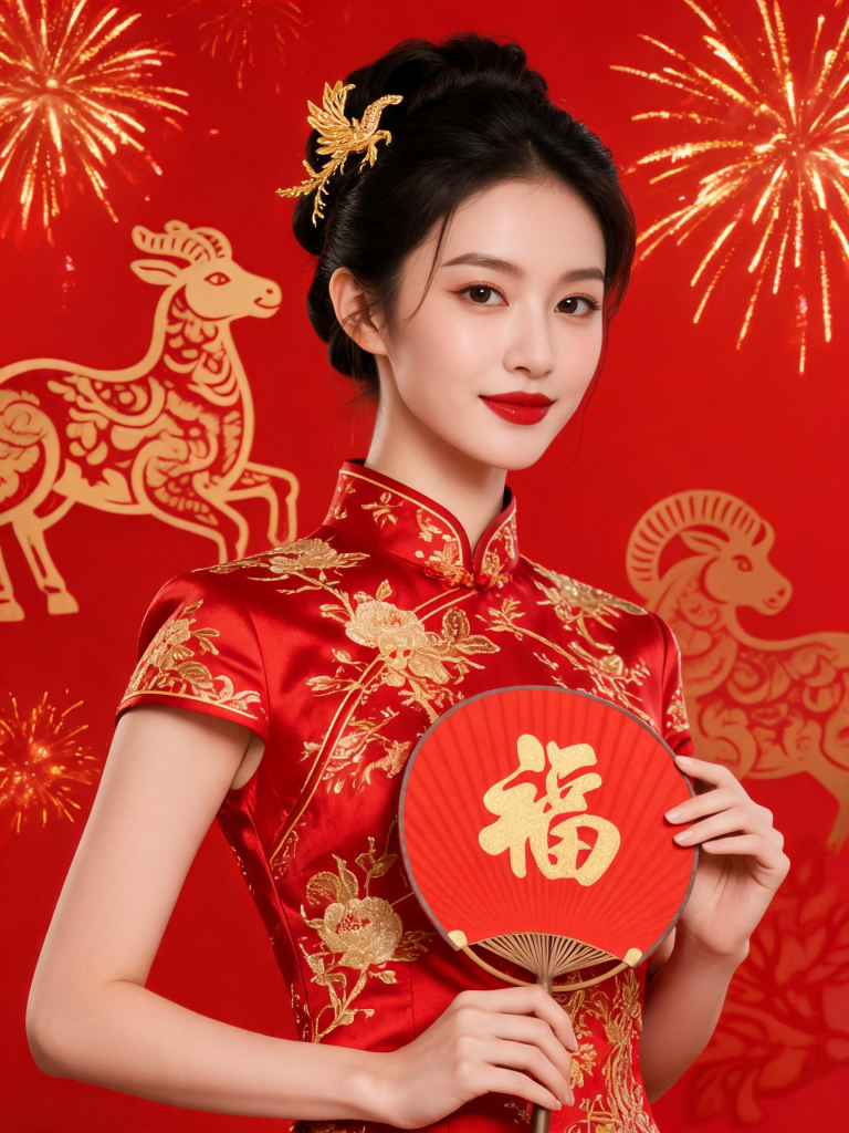 2027羊年新年春节祝福人物摄影图