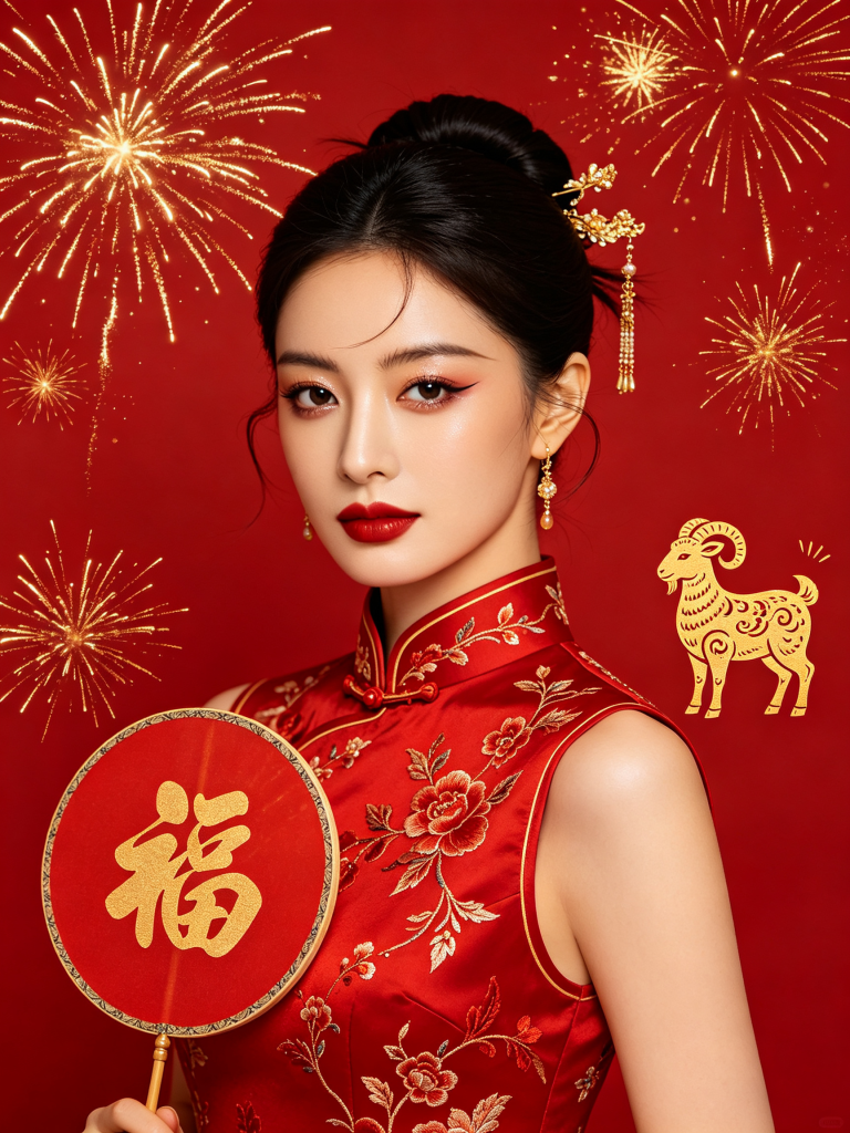 2027羊年新年春节祝福人物摄影图