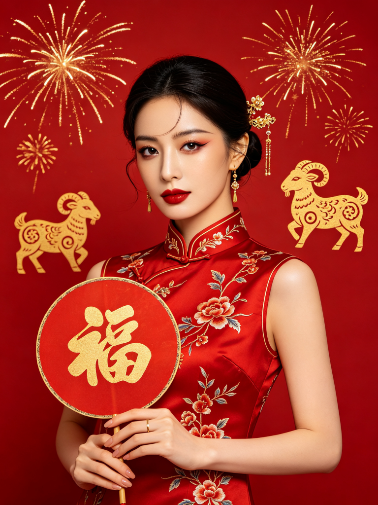 2027羊年新年春节祝福人物摄影图