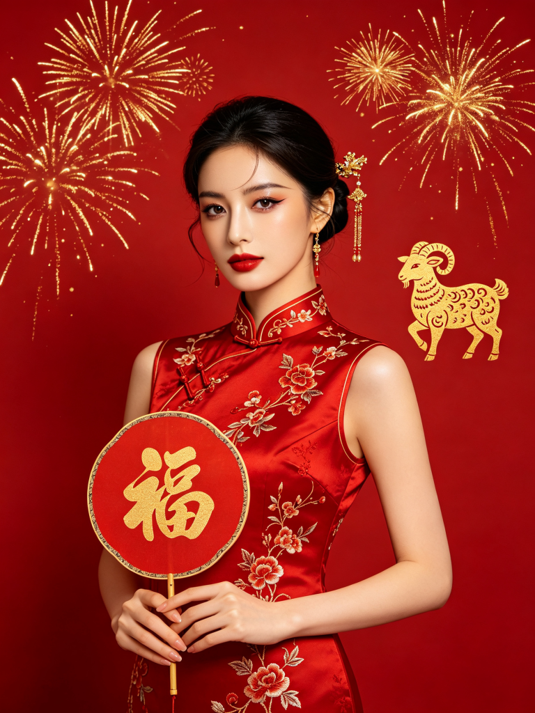 2027羊年新年春节祝福人物摄影图