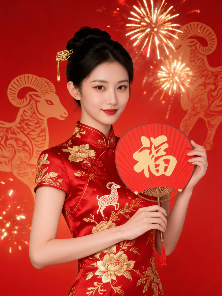 2027羊年新年春节祝福人物摄影图
