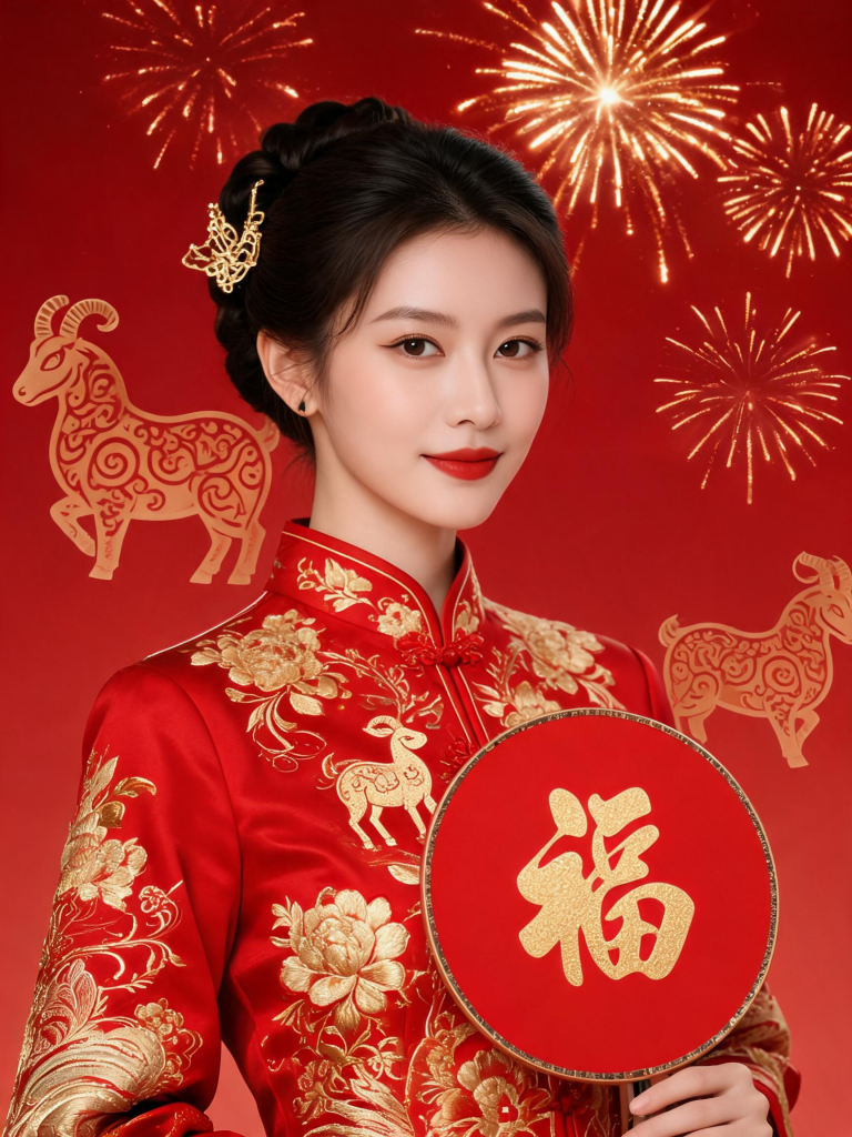 2027羊年新年春节祝福人物摄影图