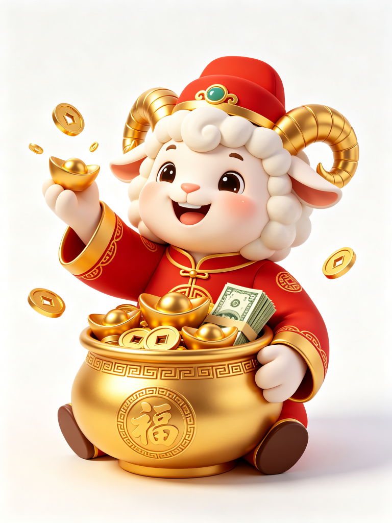 2027聚宝盆羊年羊拟人卡通形象