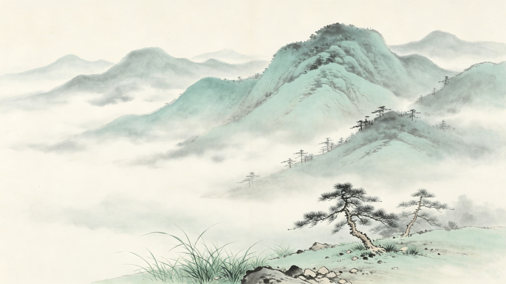 中式水墨风格山脉背景
