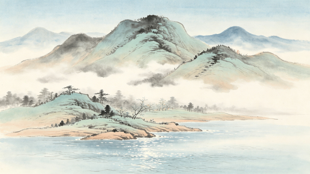 中式水墨风格山脉背景