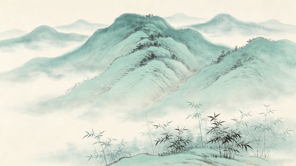 中式水墨风格山脉背景