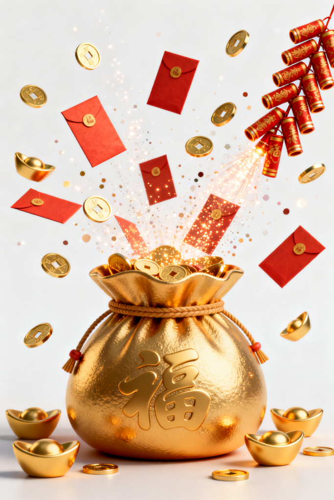 新年奖励抽奖红包礼品代金券福袋元素