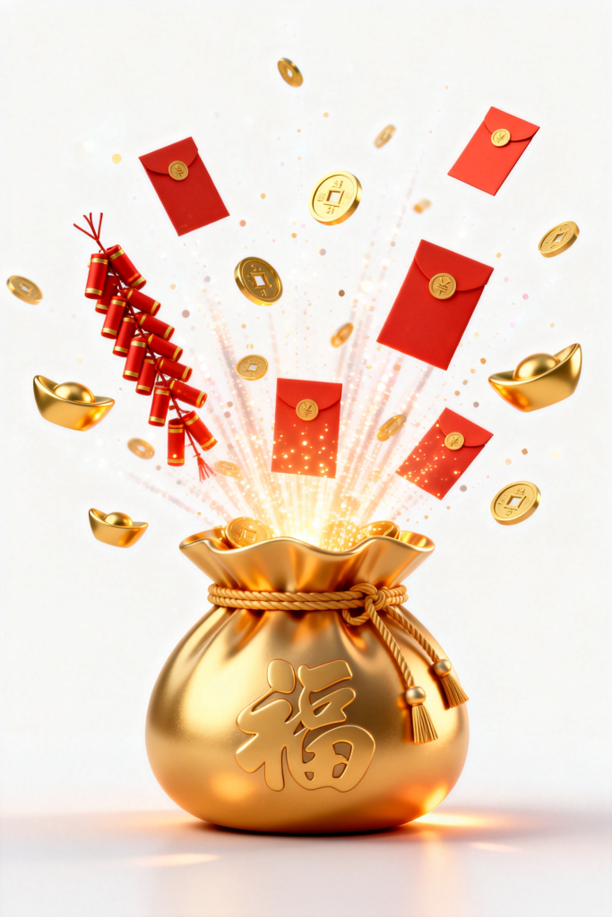 新年奖励抽奖红包礼品代金券福袋元素
