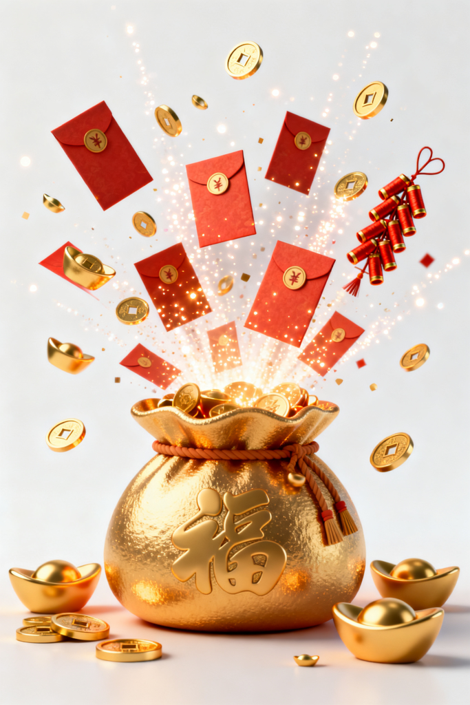 新年奖励抽奖红包礼品代金券福袋元素