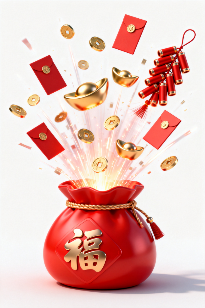 新年奖励抽奖红包礼品代金券福袋元素