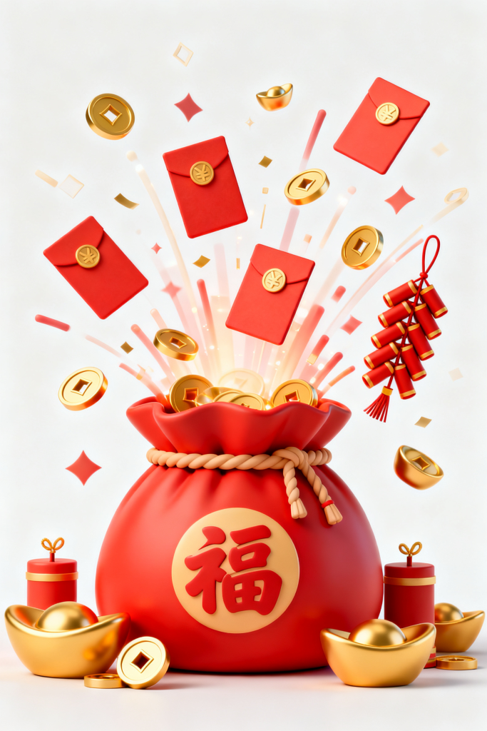 新年奖励抽奖红包礼品代金券福袋元素