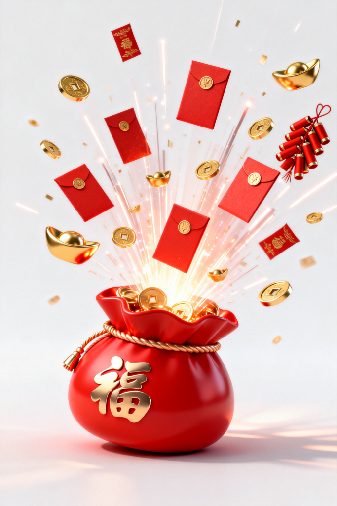 新年奖励抽奖红包礼品代金券福袋元素