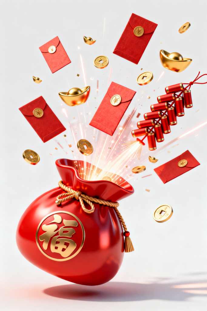 新年奖励抽奖红包礼品代金券福袋元素