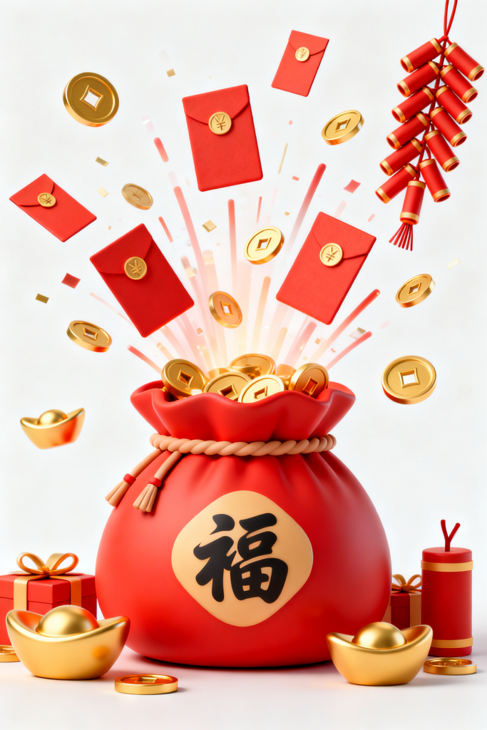 新年奖励抽奖红包礼品代金券福袋元素
