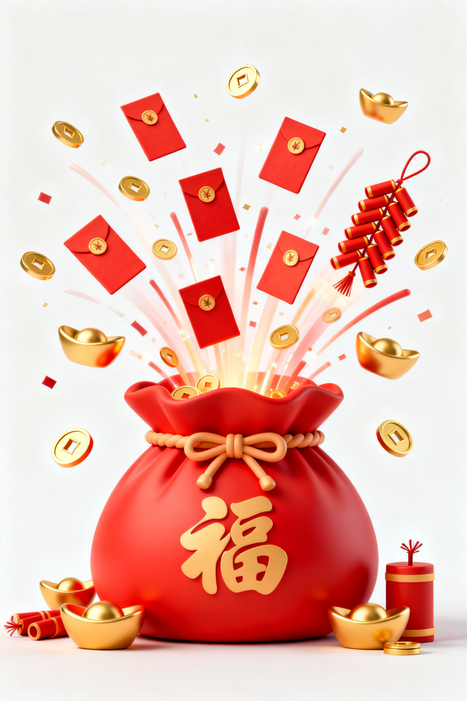 新年奖励抽奖红包礼品代金券福袋元素