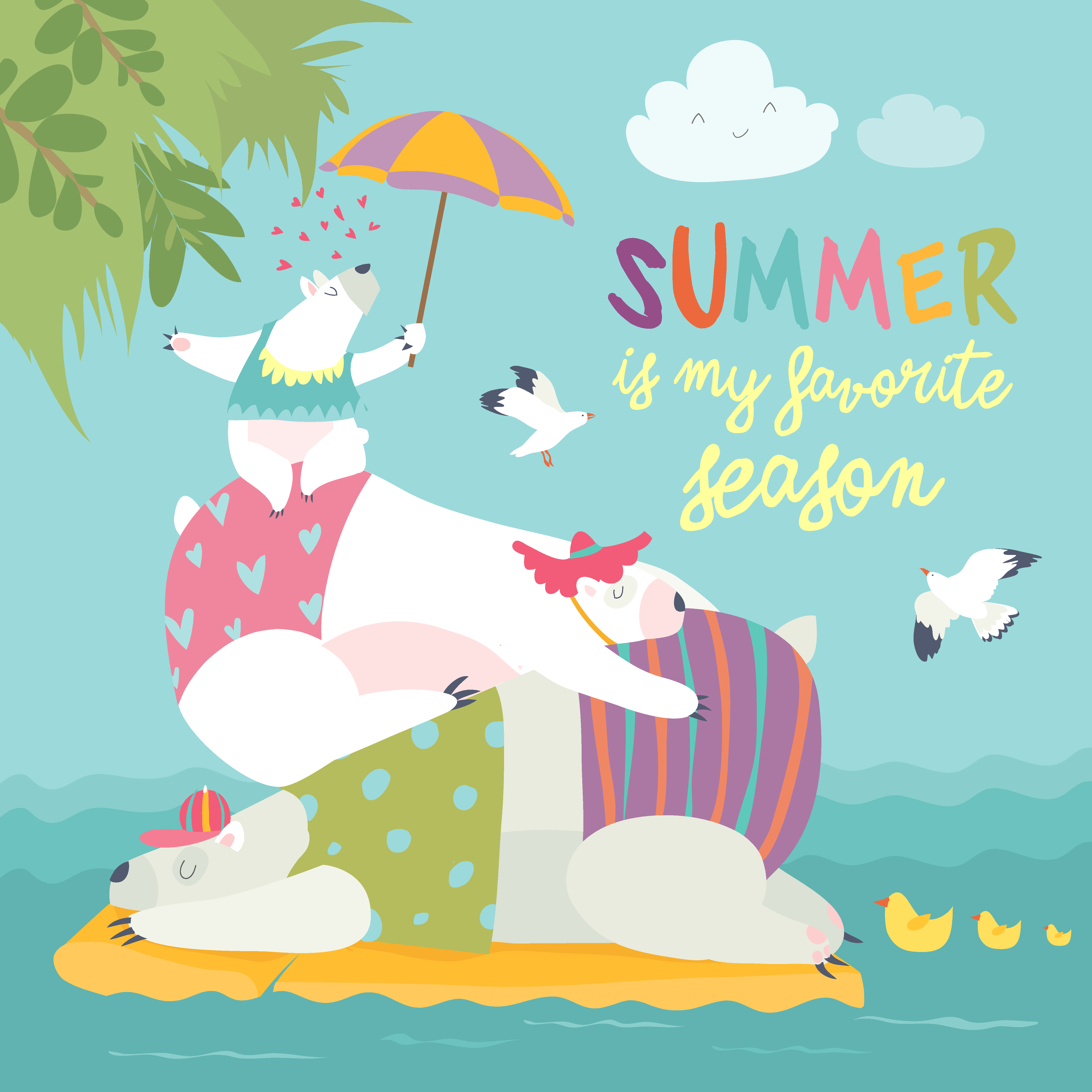 夏季治愈系卡通插画素材