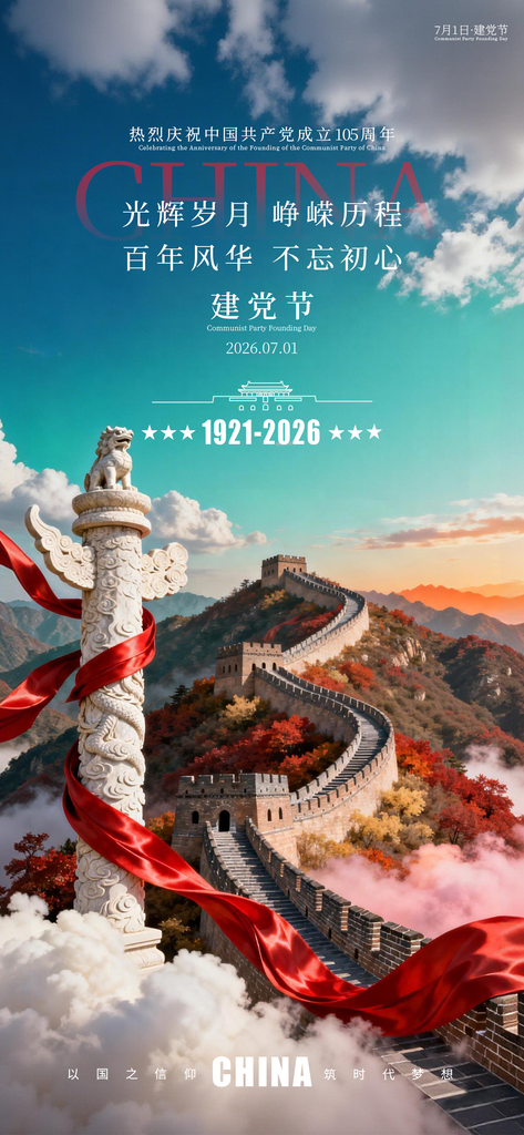 七一建党节日祝福海报