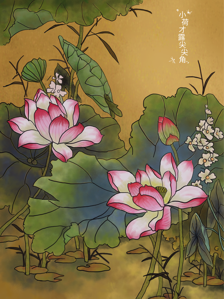 荷花中国风国潮花卉花朵插画