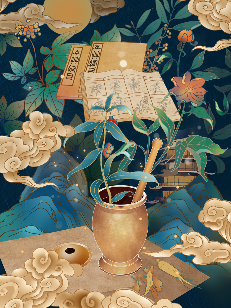 中国风国潮花卉花朵插画