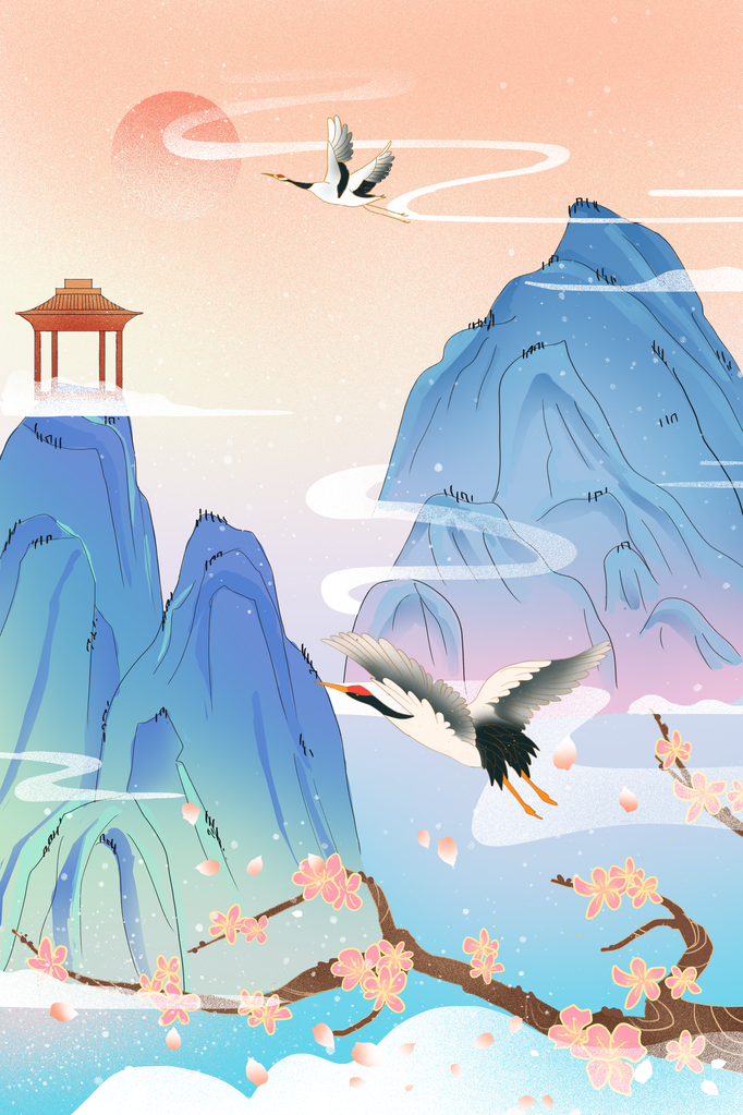 中国风国潮花卉花朵插画