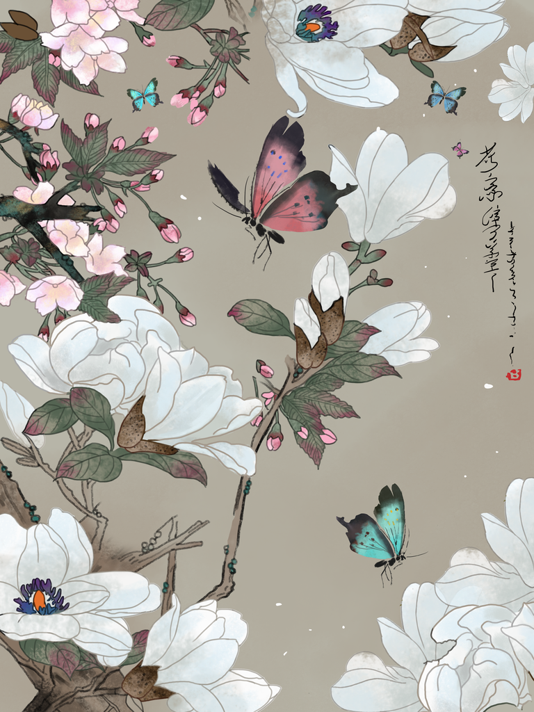 中国风国潮花卉花朵插画