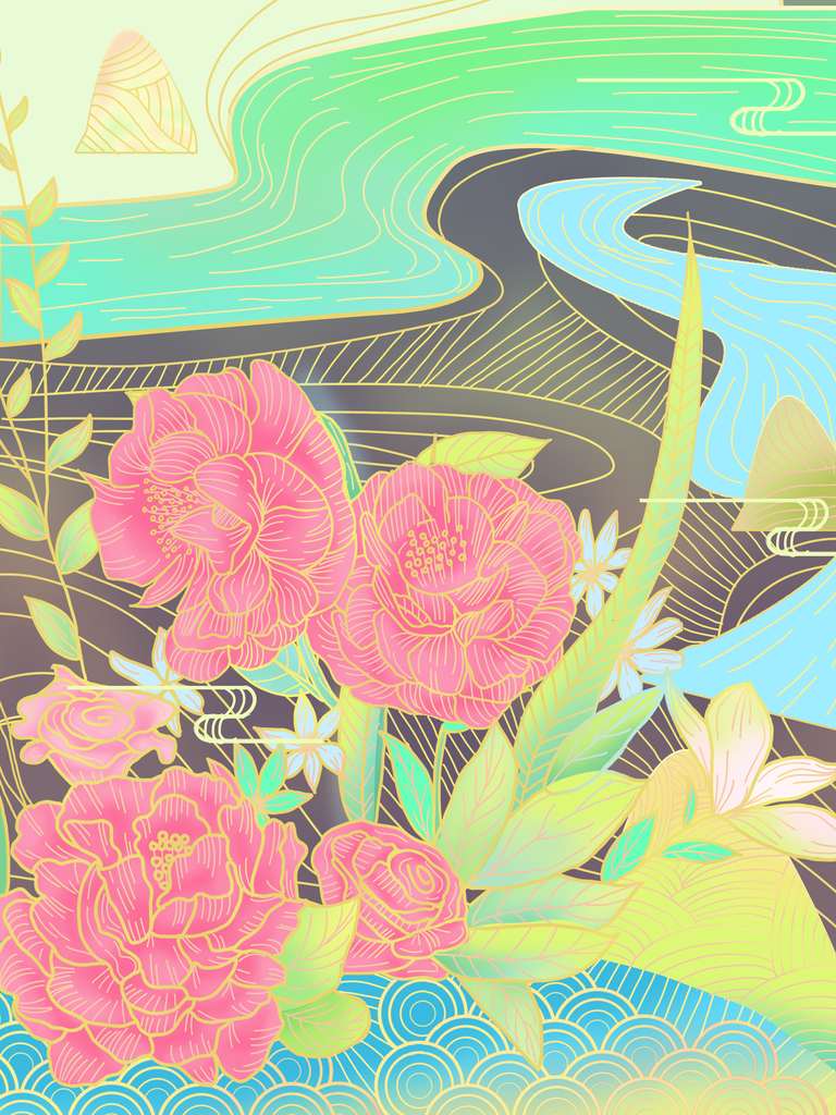 牡丹花中国风国潮花卉花朵插画