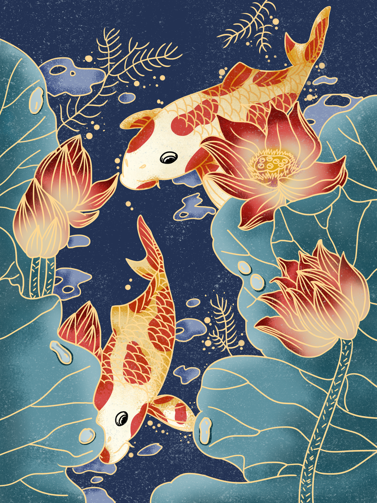 荷花中国风国潮花卉花朵插画