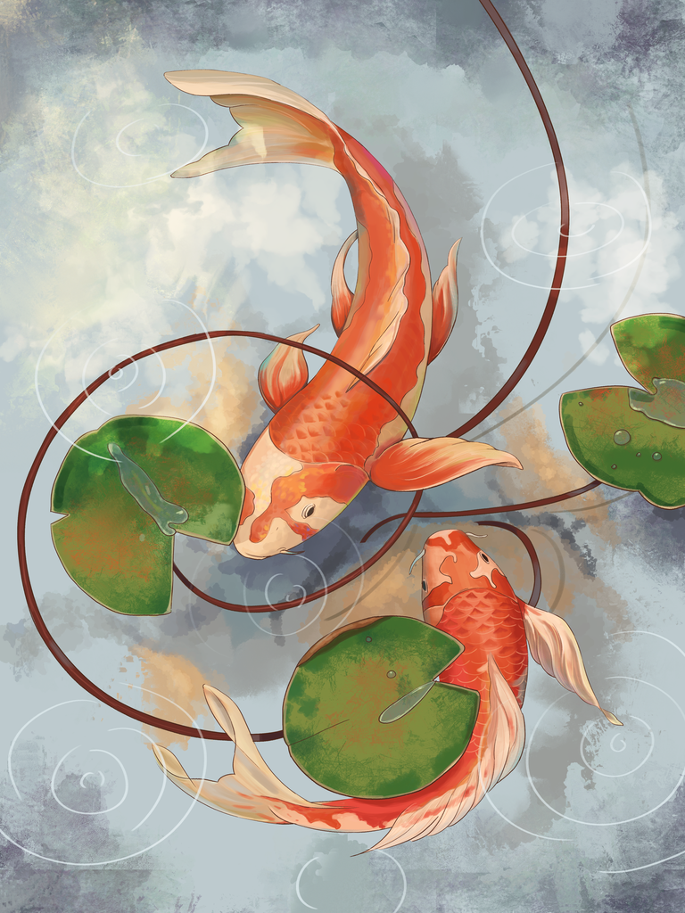 国潮锦鲤插画素材