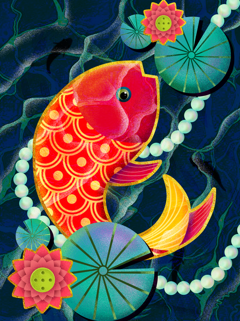 国潮锦鲤插画素材