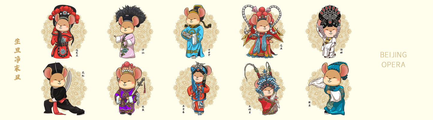 国潮戏曲角色人物插画素材