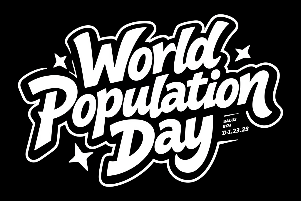 世界人口日英文字体设计艺术字