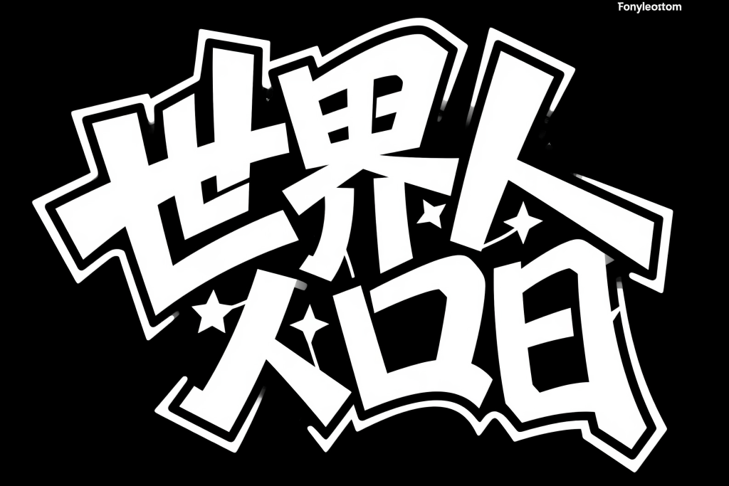 世界人口日字体设计艺术字
