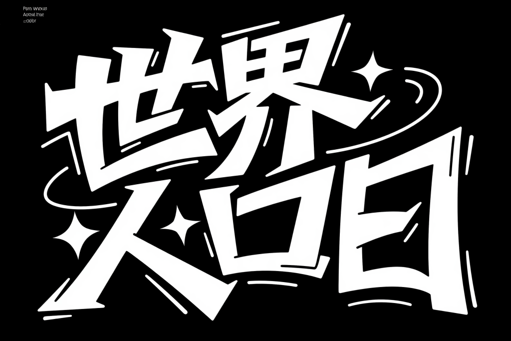世界人口日字体设计艺术字