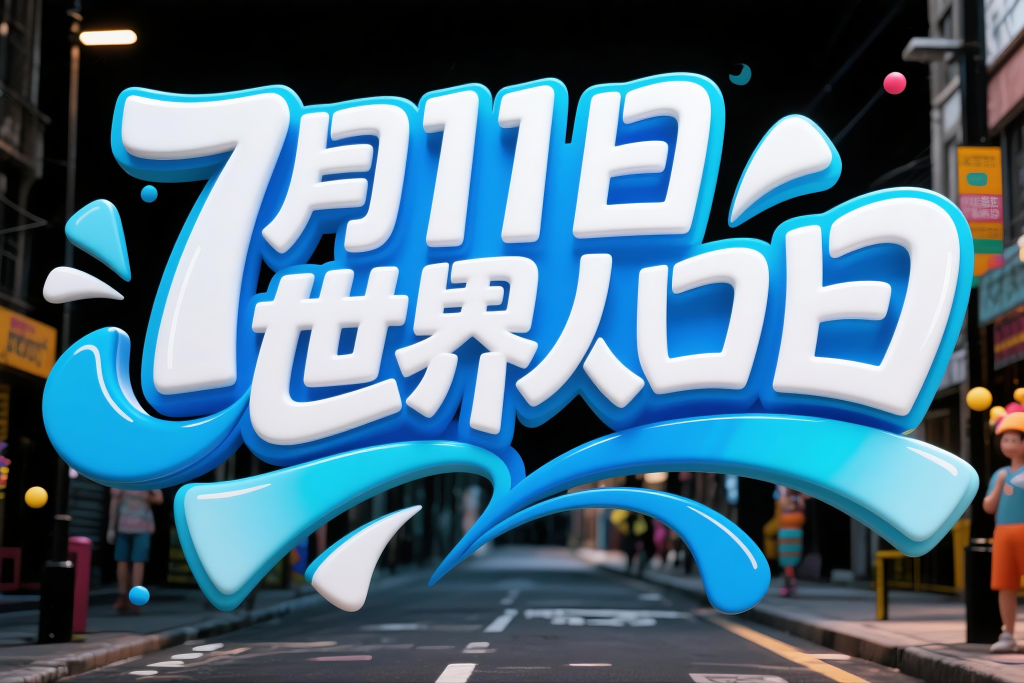 世界人口日字体设计艺术字