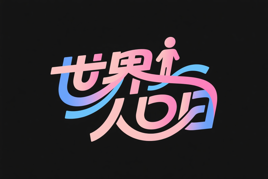 世界人口日字体设计艺术字
