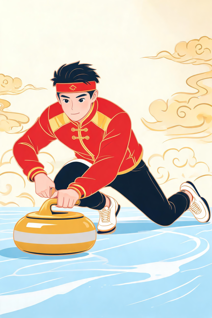 冰壶比赛人物插画