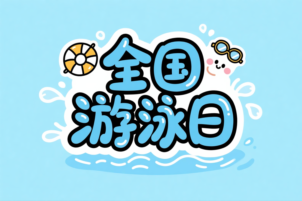 全国游泳日游泳字体设计艺术字