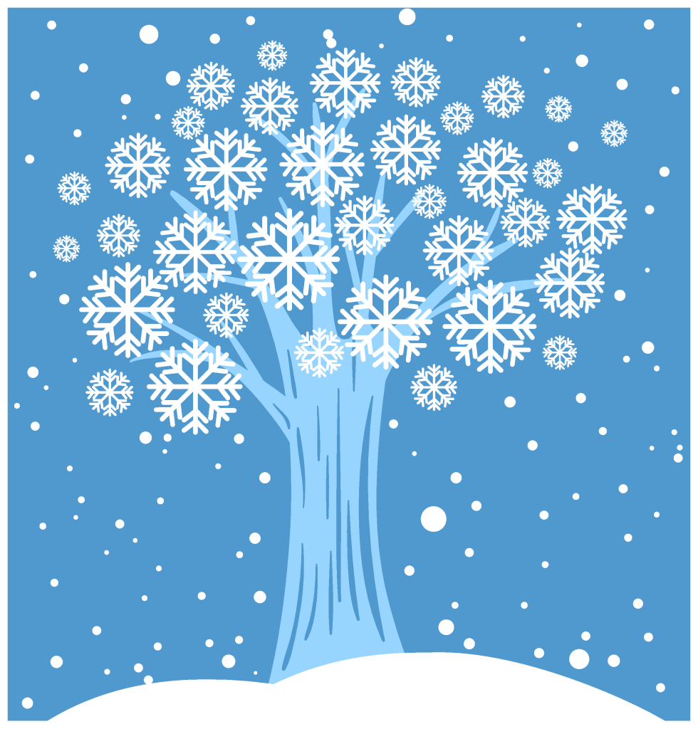 矢量雪花树插画