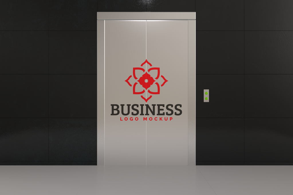 电梯门标志LOGO样机模板