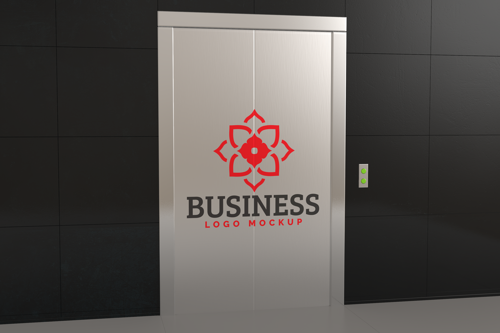 电梯门标志LOGO样机模板