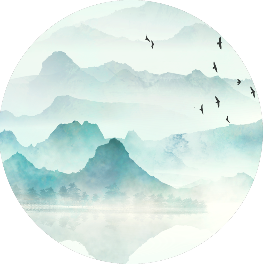 中式风景画圆形挂画