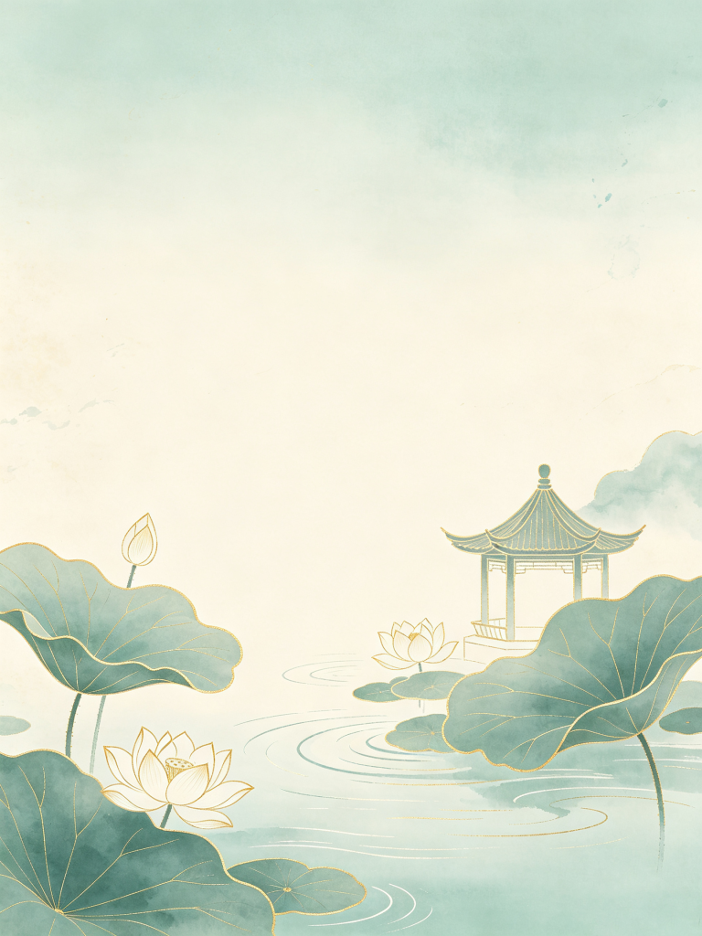 清新中式荷花背景